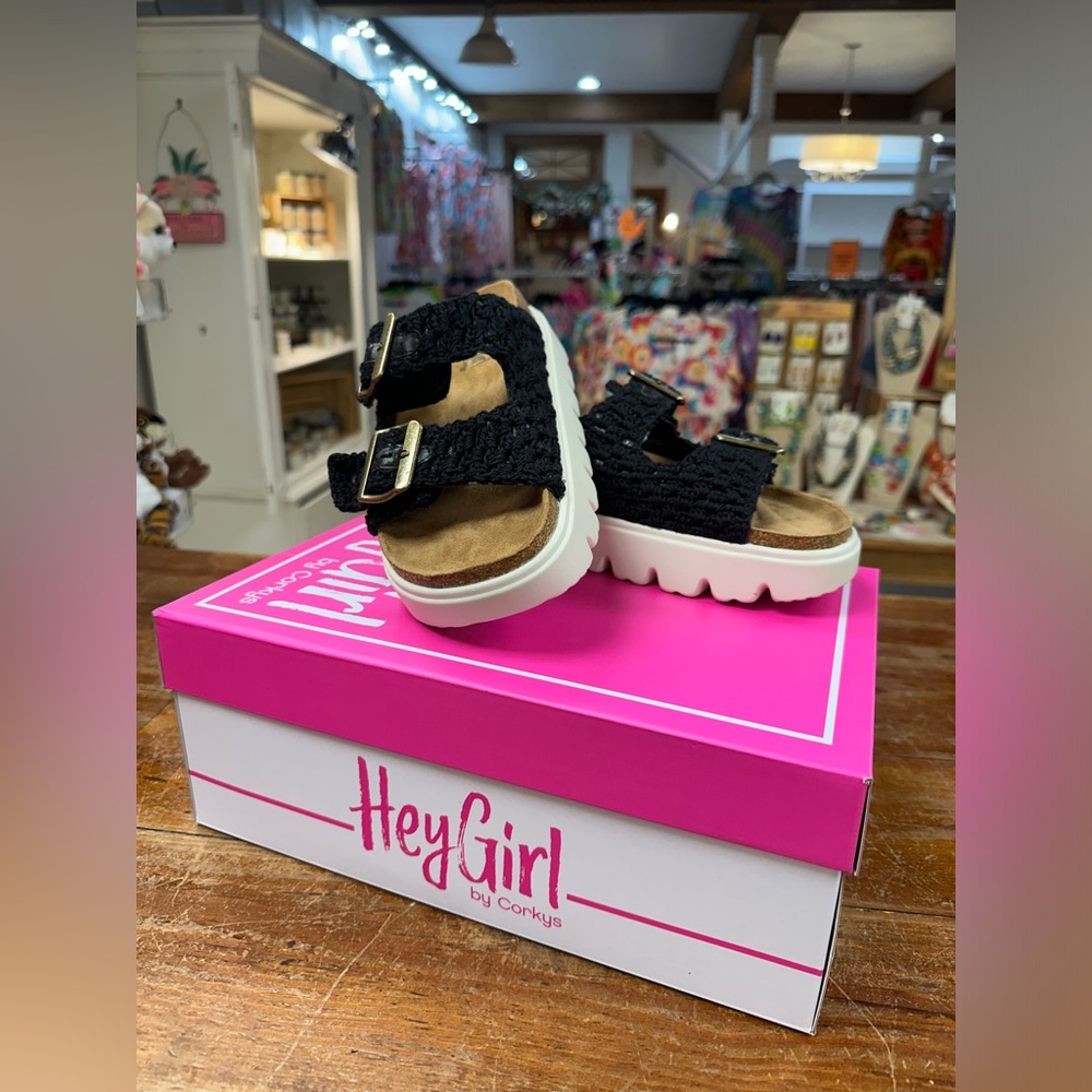 Black Macrame “Rumor Has It” Sandals